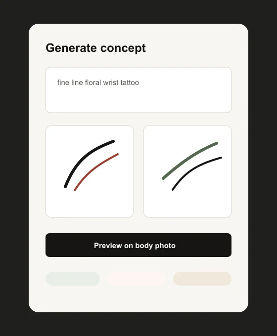 InkView AI tattoo idea generation screen